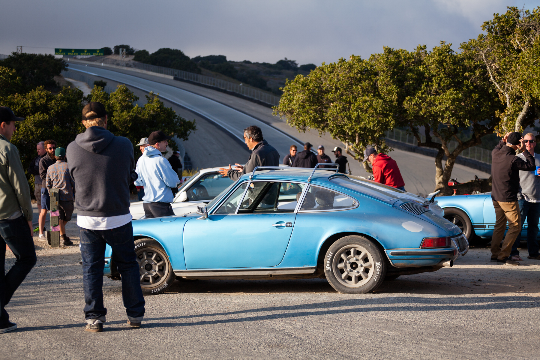 A mini cars and coffee and great view of the track from our camp site