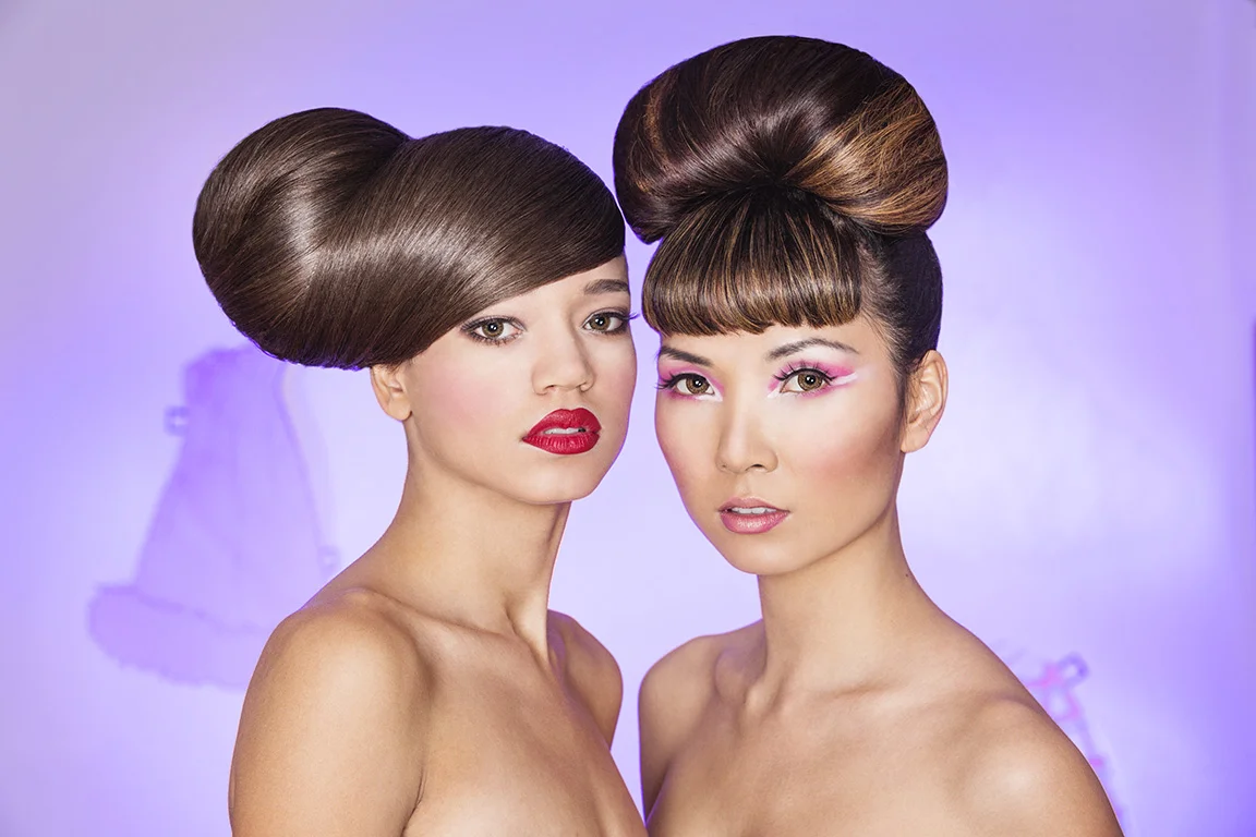 Hair by Jeanne McCoy, Tracy Taylor, Spencer Brownlee, Jen Adler, Chad Keast and Ebony Davis MakeUp by Pada Photo by Miles Schuster Collection was inspired by old fashion paper dolls brought to you by Horst and friends creative team February 2013