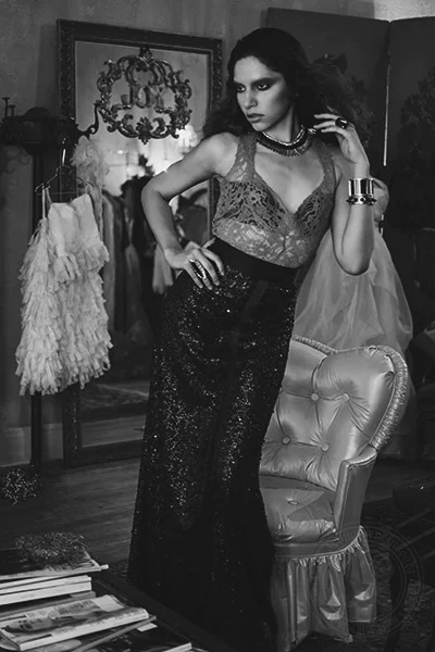      Hair by Nicole Crust   Make-Up by Pada   Wardrobe Stylist Yuli Xenexai- Xx Style Productions    Photos by Lars of Made in Eighty    Designer JoyNoelle   Model Taylor Skyye 