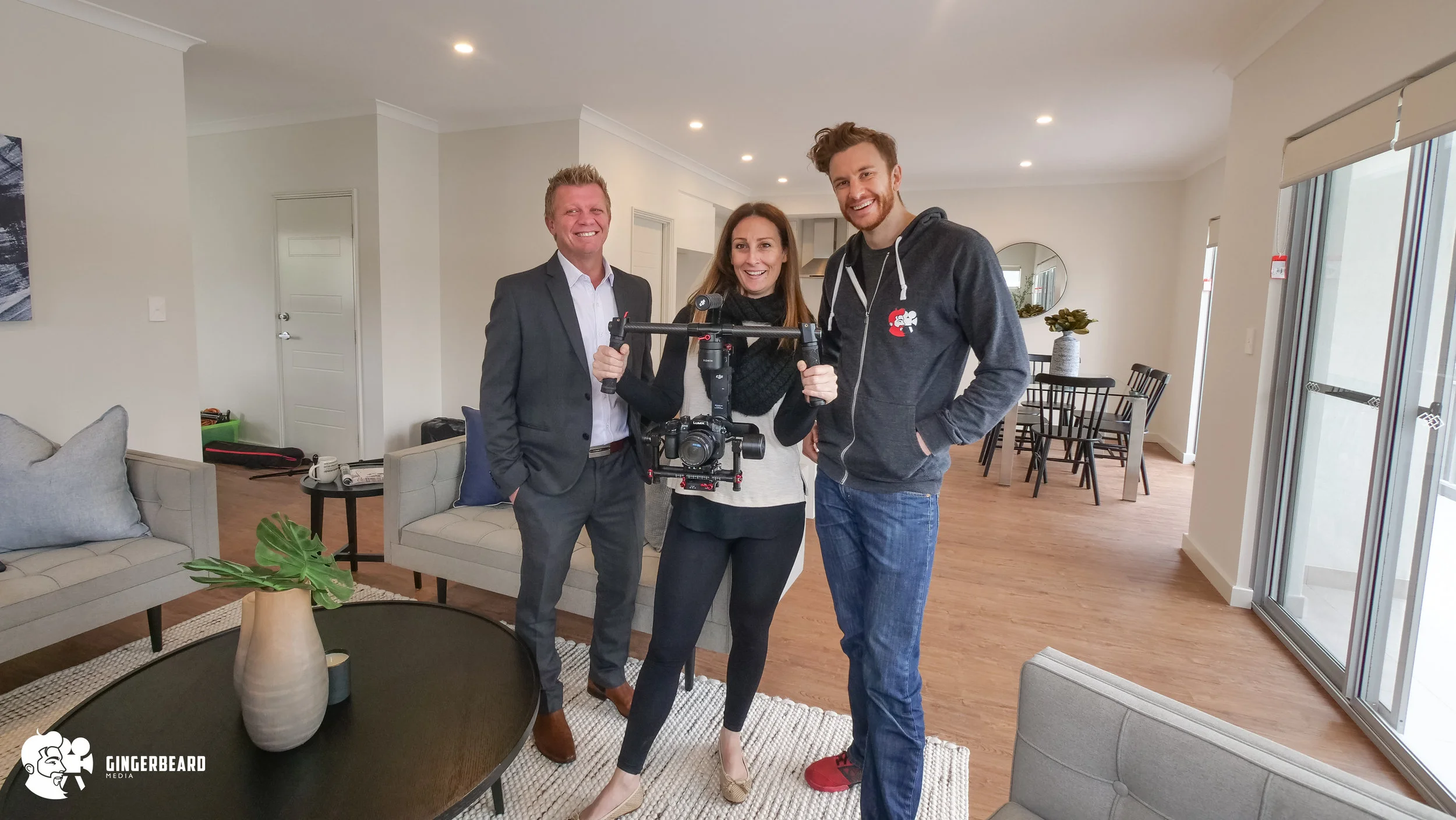 Behind the Scenes with presenter Paul, Ultimo Constructions Owner; Bec and Head Beard Bruce