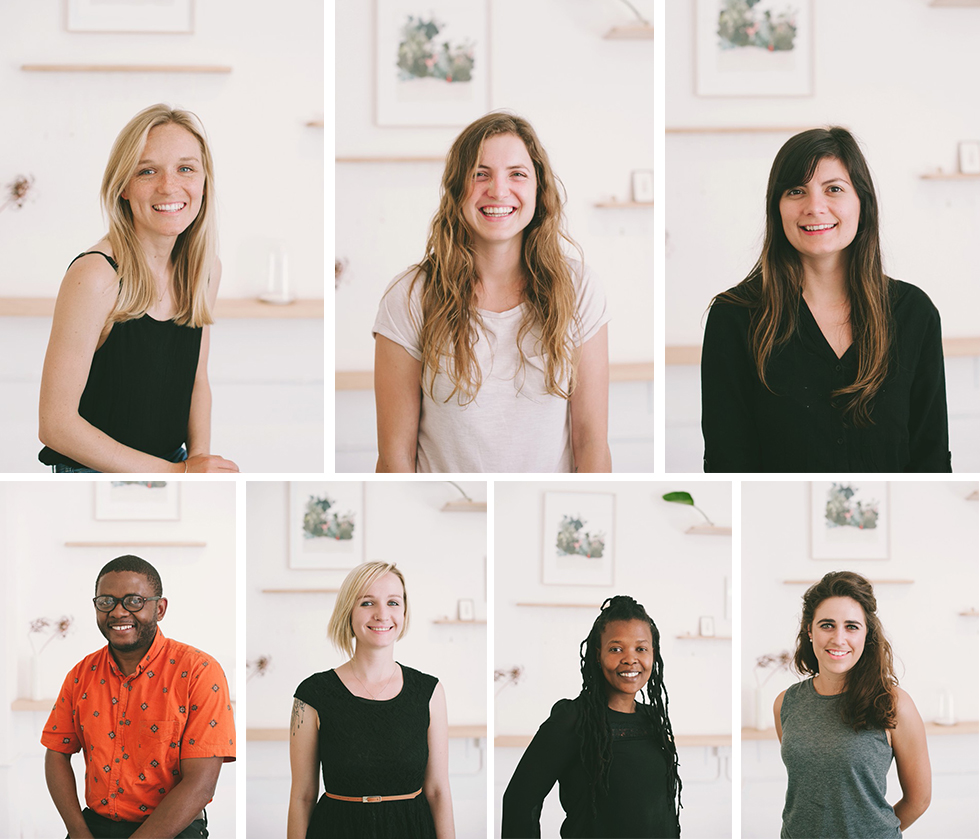 The creative team at Dear Rae Jewellery - Top: Karin, Maryke and Amy. Bottom: Raymond, Rachel, Morgan and Cecilia.