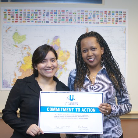 Co-founders Priscilla and Daniela with award from the Clinton Global Initiative University .jpg