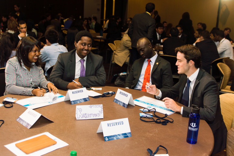 Cofounder Priscilla engages in discussion with other Commitment Makers at the Clinton Global Initiative University.jpg