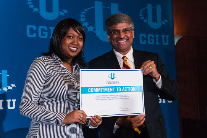 Priscilla, co-founder of ST, receives award at the Clinton Global Initiative University.jpg