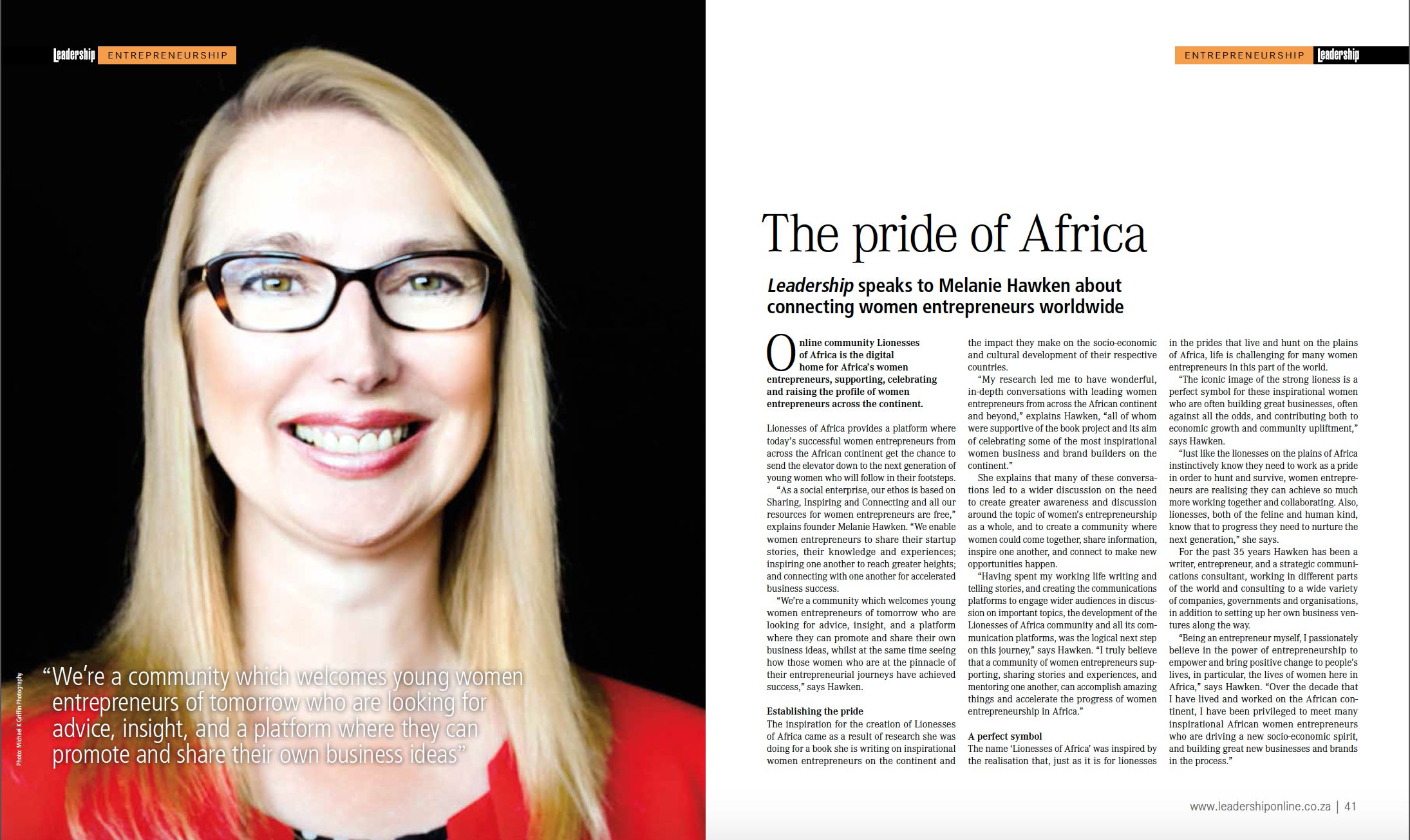 LoA Making News: Leadership Magazine speaks to Melanie Hawken about connecting women entrepreneurs