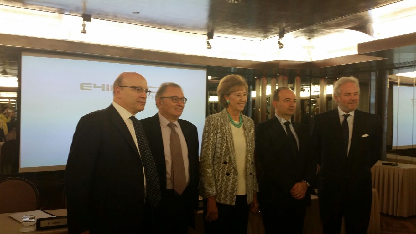  E4Impact Foundation was officially launched to the world by the leaders of the founding bodies in Milan: Letizia Moratti (Securfin), Giorgio Squinzi (Mapei), Pietro Salini (Salini-Impregilo), Franco Anelli (Università Cattolica), Dean of the Università Cattolica del Sacro Cuore and Mario Molteni (Association Always Africa), Full Professor of Business Administration at Università Cattolica.