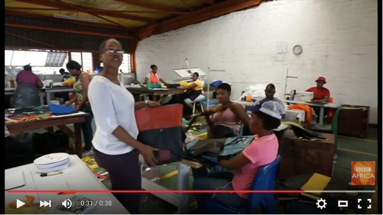 VIDEO: Thato Kgatlhanye, founder of Rethaka Repurpose Schoolbags, is turning plastic waste into a solar-powered school bag