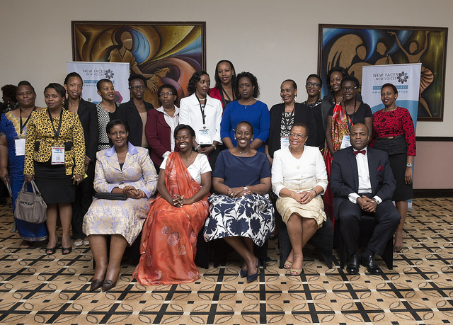 Rwanda First Lady Mrs Jeanette Kagame, and Mrs Graca Machel at the launch of New Faces New Voices in Kigali