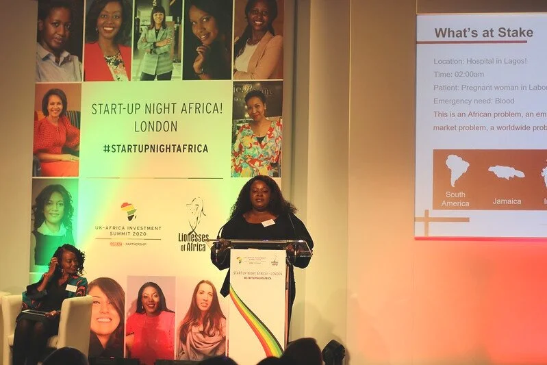 Temie Giwa-Tubosun pitches her company at Lionesses of Africa’s Startup Night! Africa, London event in January 2020, convened at the UK-Africa Investment Summit