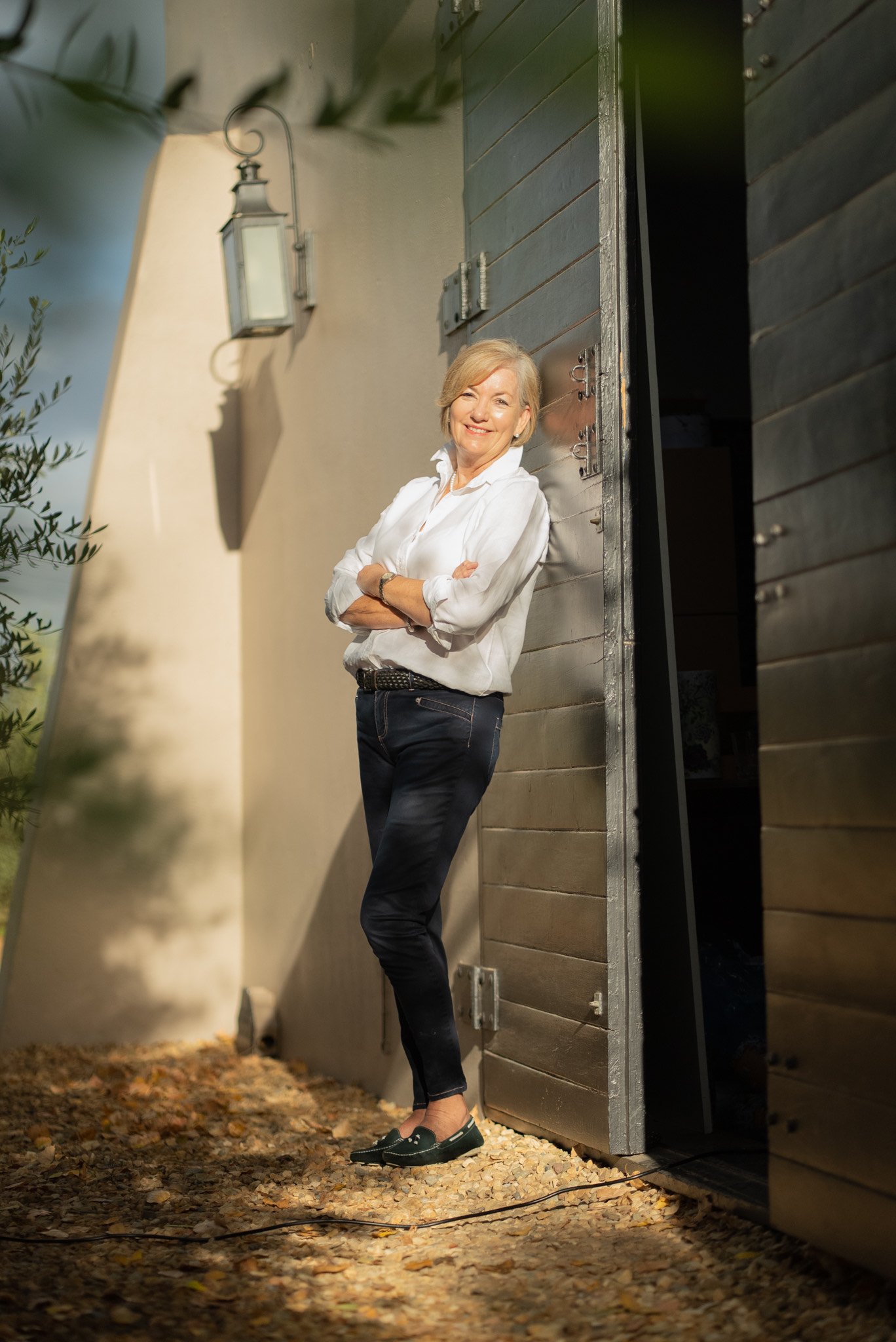 Brenda at door of shed!.jpg