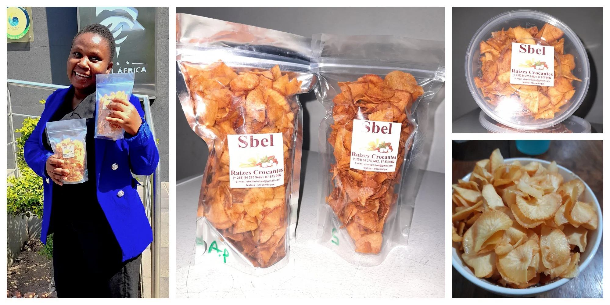 Isabel Messias Tonela, a young Mozambican entrepreneur building a food processing business turning tubers into flour and chips