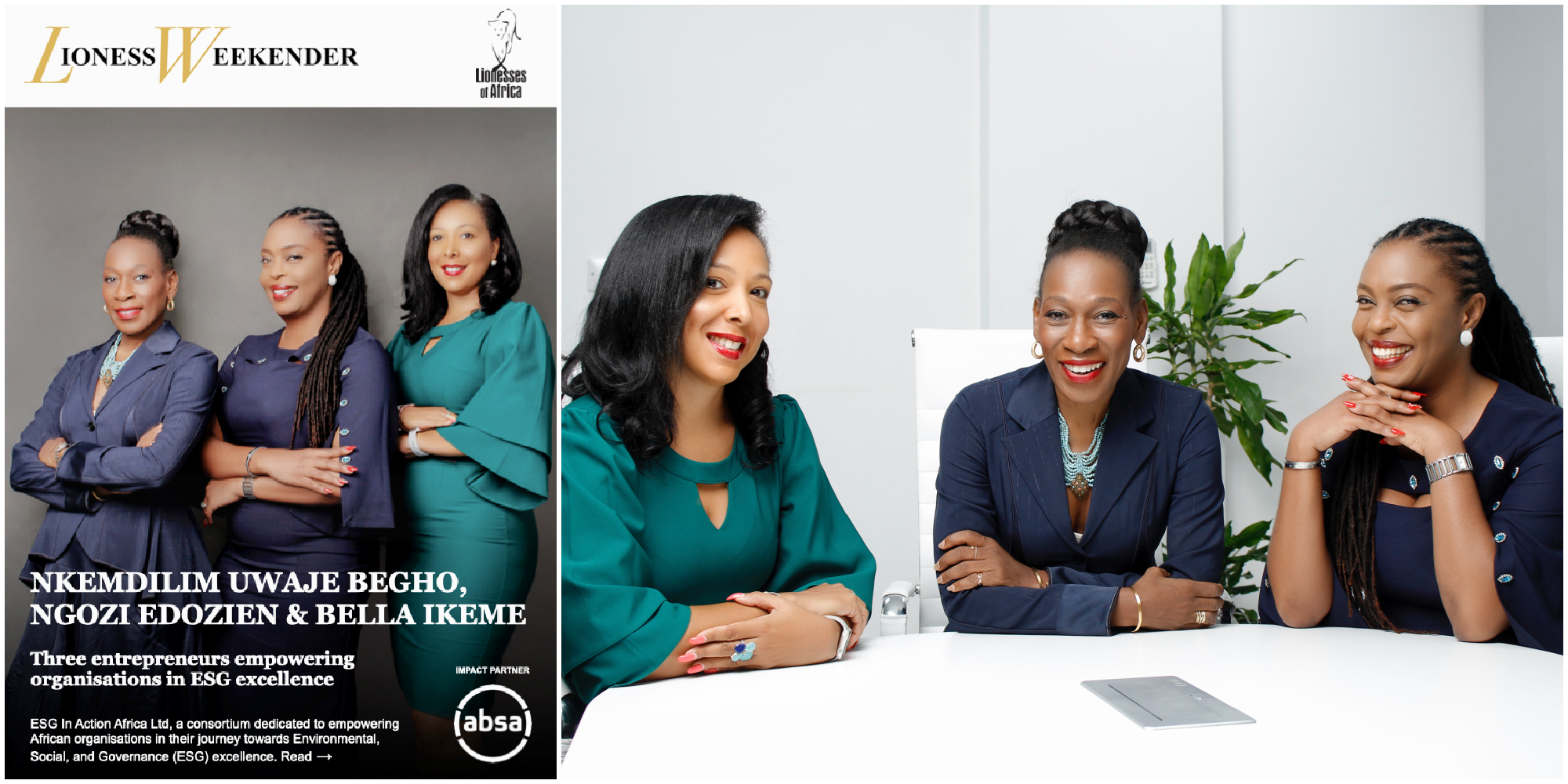 Nkemdilim Uwaje Begho, Ngozi Edozien&nbsp;&amp;&nbsp;Bella Ikeme, three entrepreneurs empowering organisations in ESG excellence