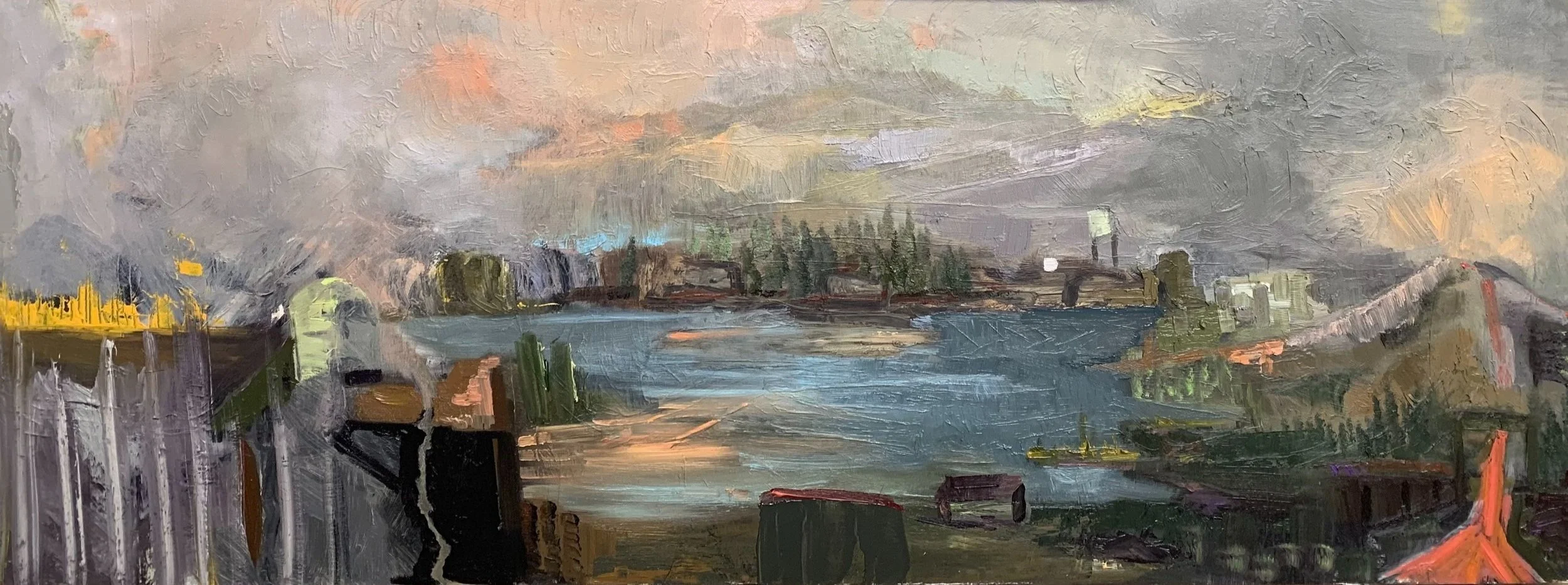 Fallout Atmosphere. 2.5" x 1" oil on wood. 2020