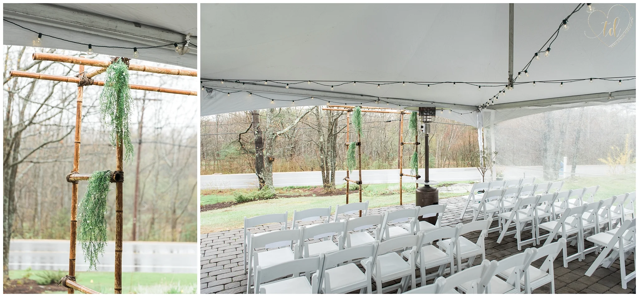 Outdoor tented Maine wedding ceremony in Kennebunkport.