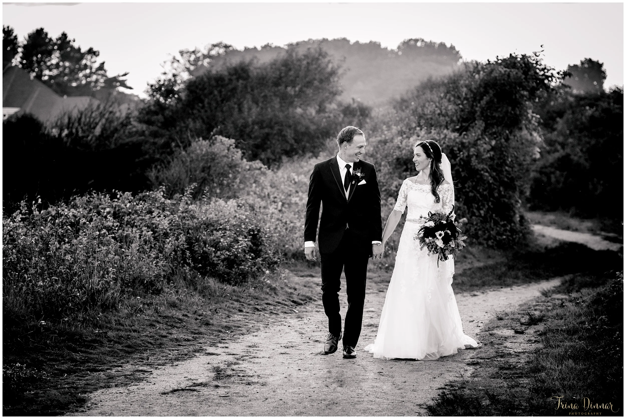 Black and White Southern Maine Wedding Photo