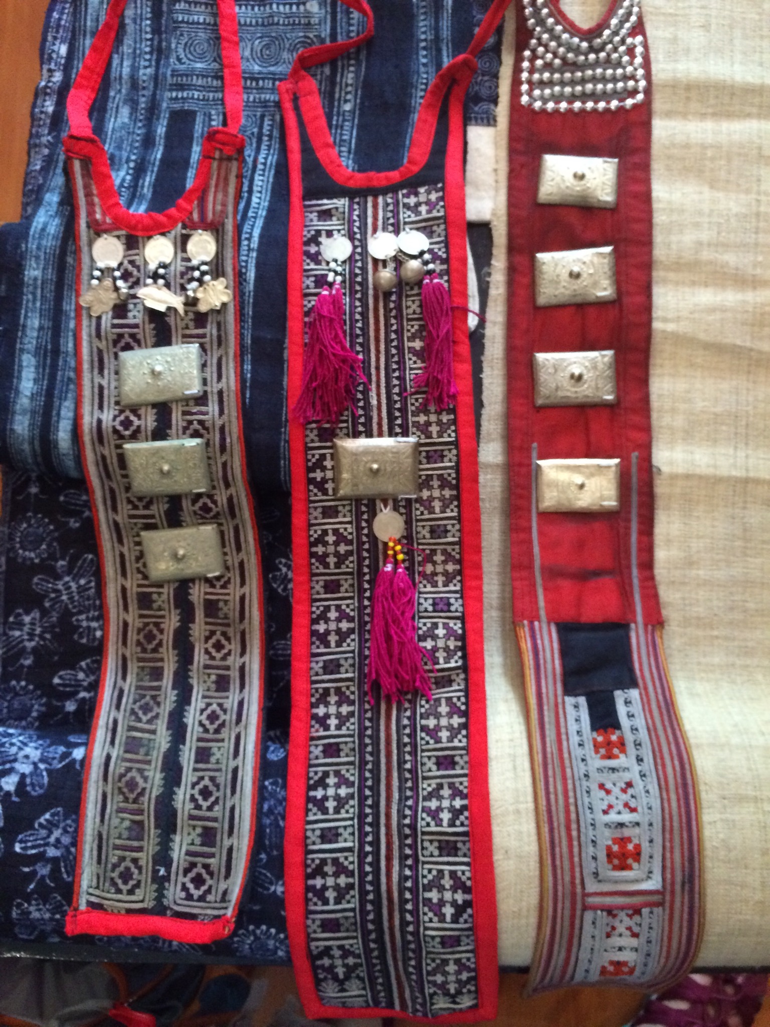 Cravats from the Yao people, with intricate cross stitch embellishment 