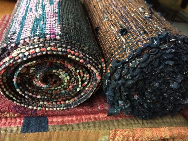Need to work on tidying up that selvage, apparently… (actual Japanese weaving on left)
