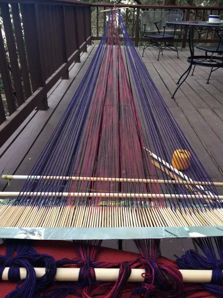 Evidence of backstrap weaving. A ridiculously long warp. Wish me luck.