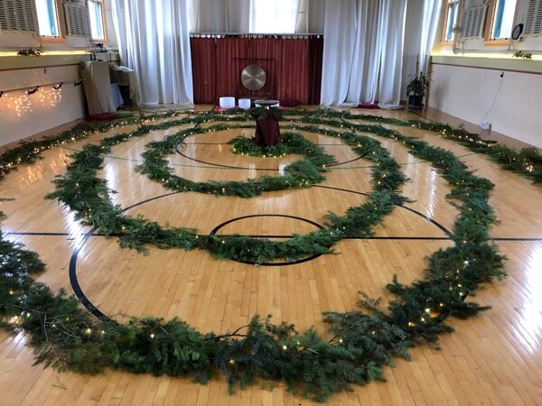 Spiral at Madrona MindBody Institute, Dec. 20. Much of the cedar and fir came from near my house.