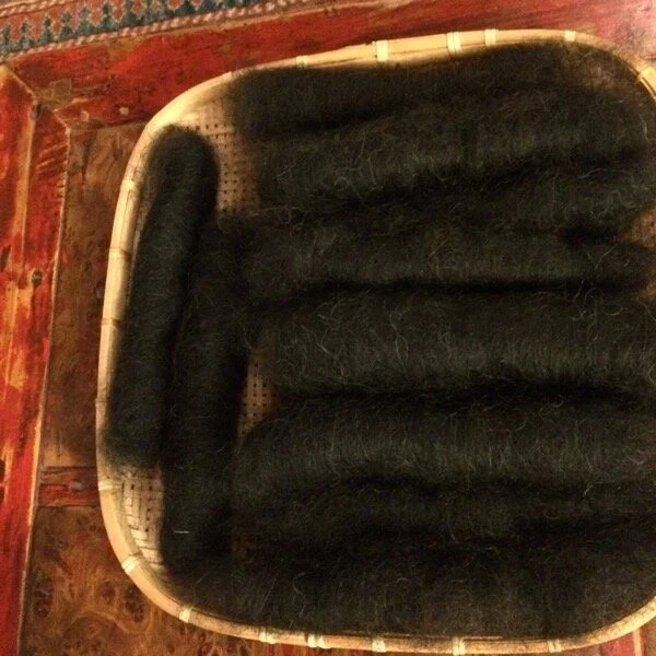 Hand carded Shetland wool rolags, from a Marietta Shetlands fleece. Bow fleece sale, Washington.