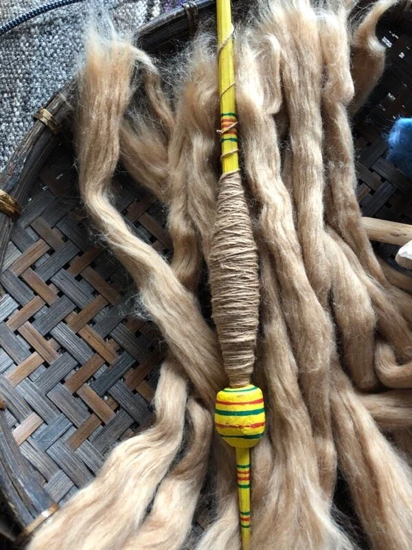 Coyote brown cotton from Fox Fibre, spun on Mexican spindle made by husband/wife team (found through Cloth Roads.)