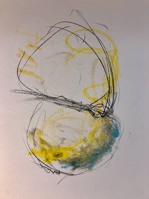 Pencil and oil pastel on paper