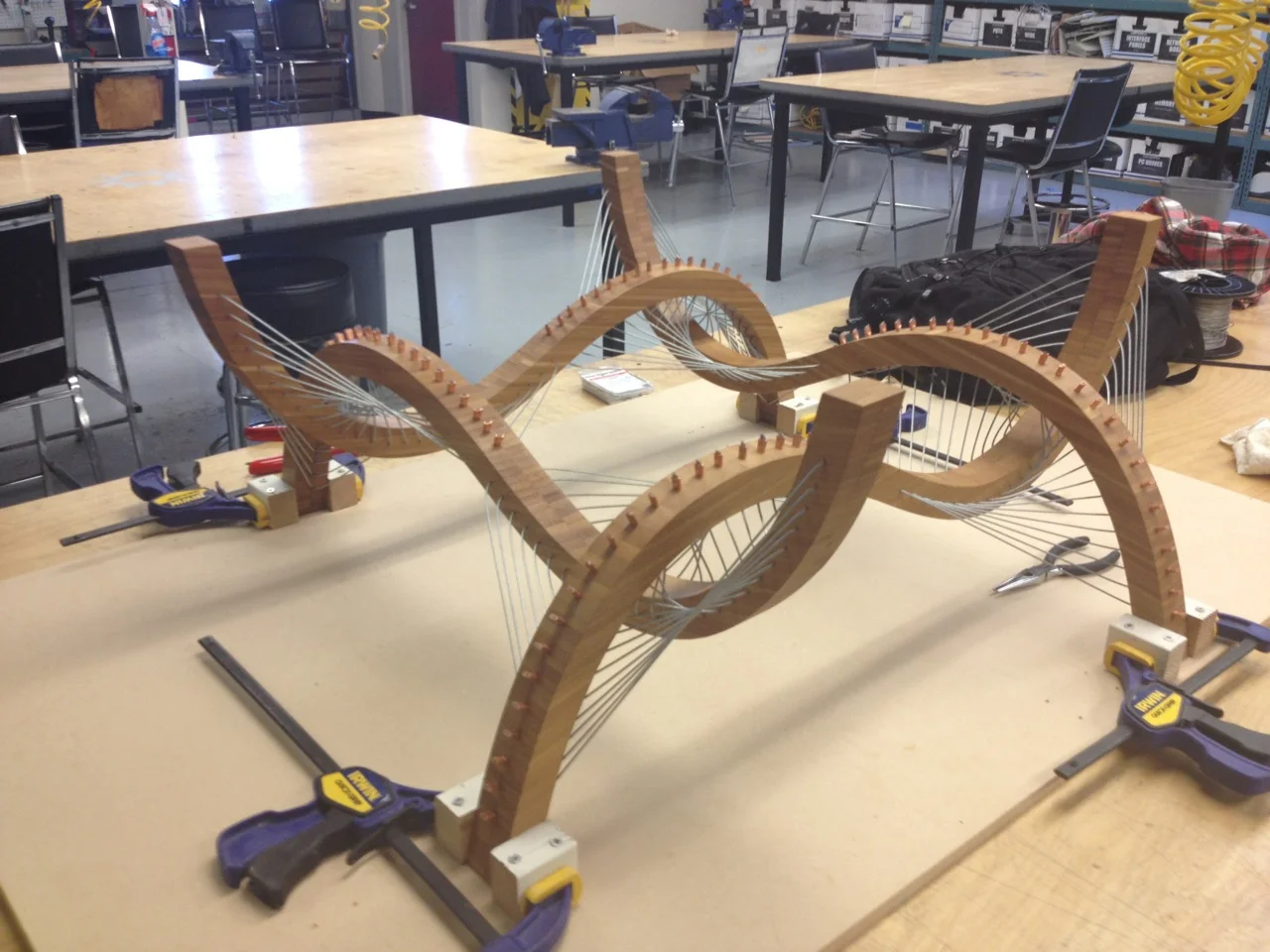 When everything is wired up and excess cable is snipped, the completed base can be removed from the jig.
