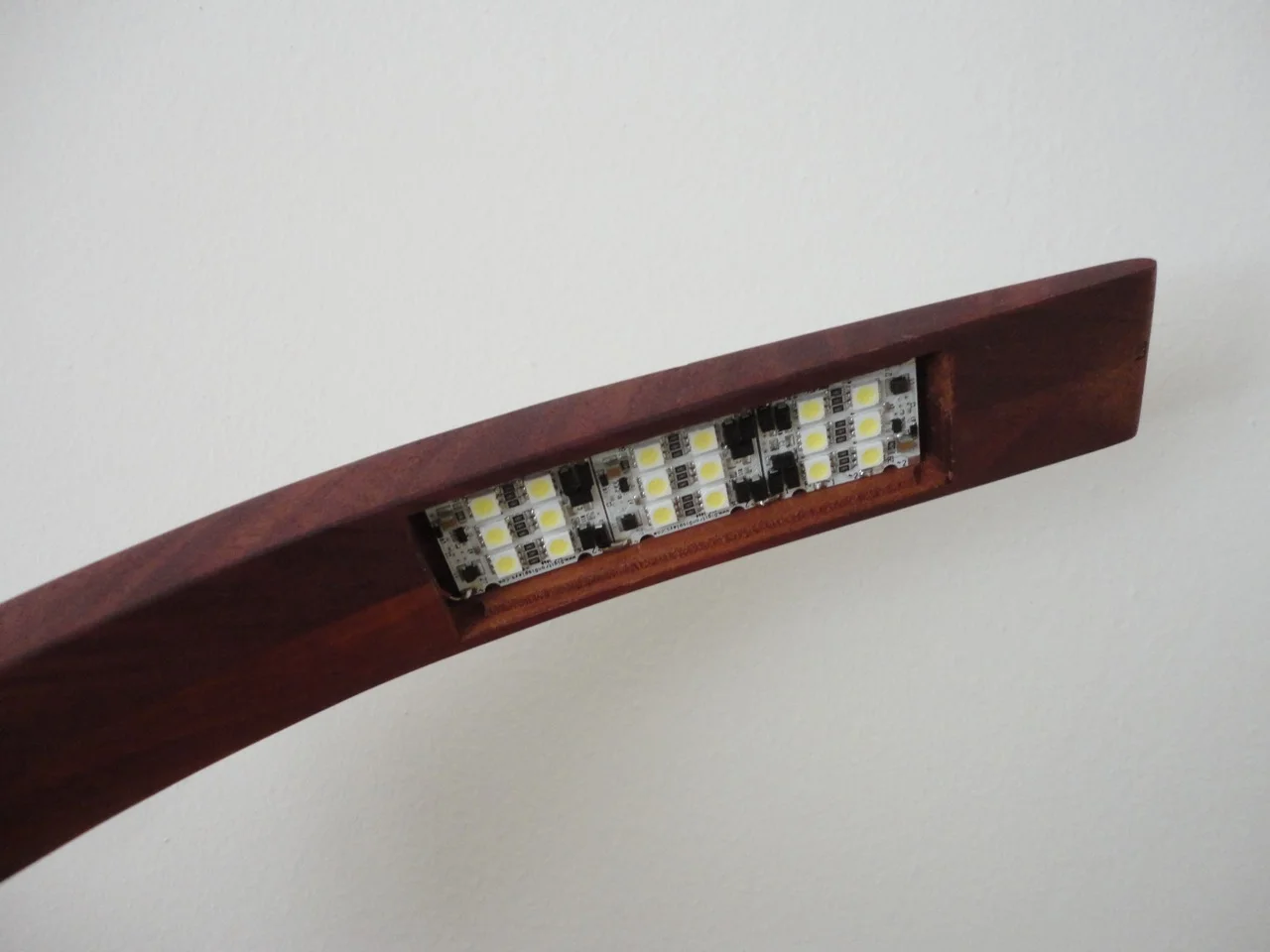 A close-up of the LED module without the light-transmitting acrylic cover.