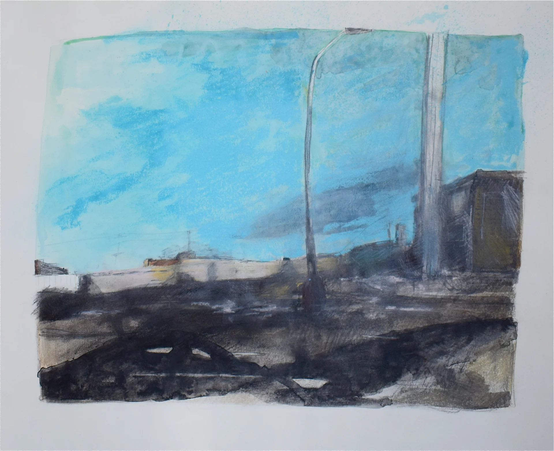 Passing Trains Mixed media on paper, 16 x 20