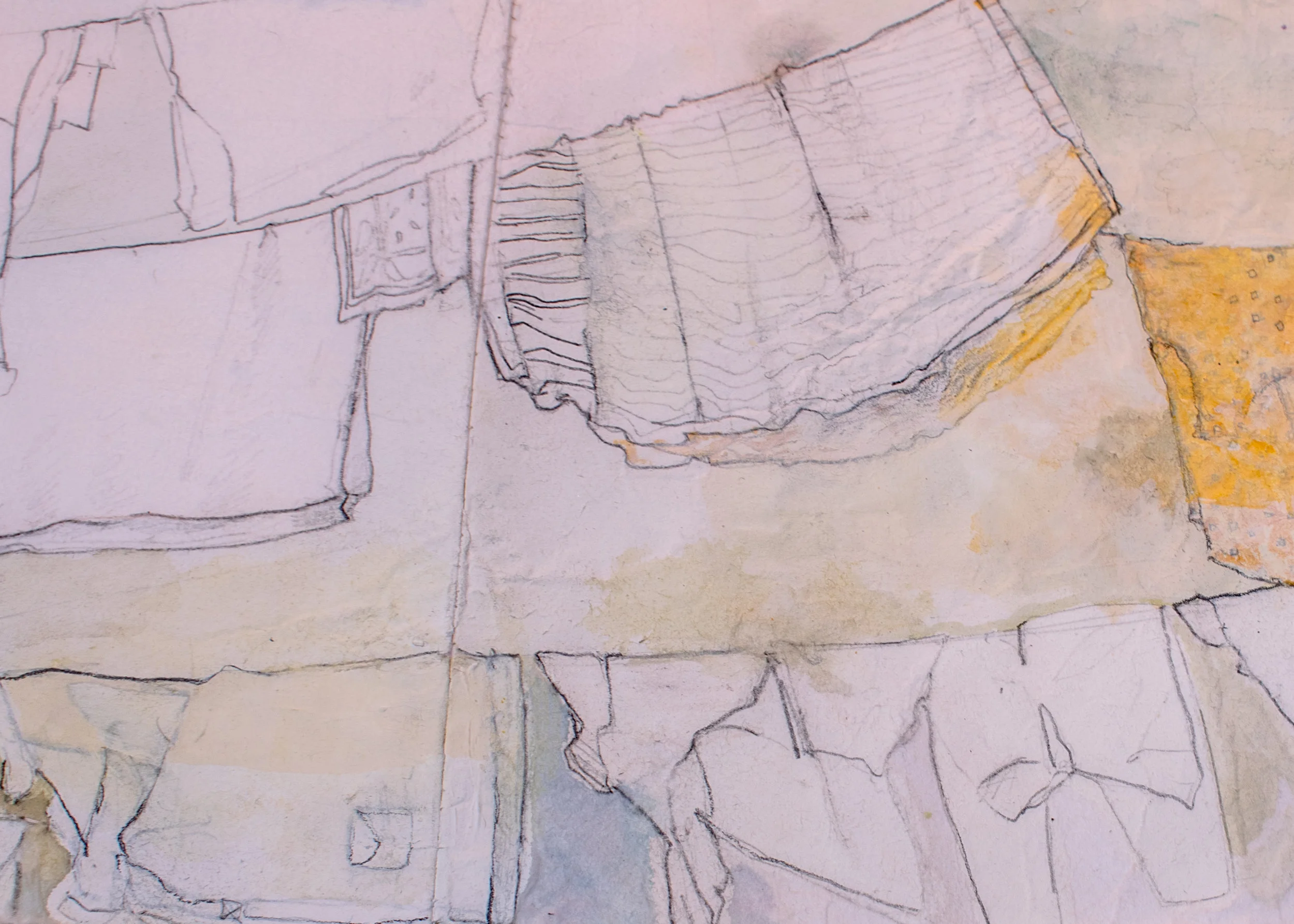 Catch Your Breath Graphite, gesso, and acrylic on Hosho paper with polyester thread