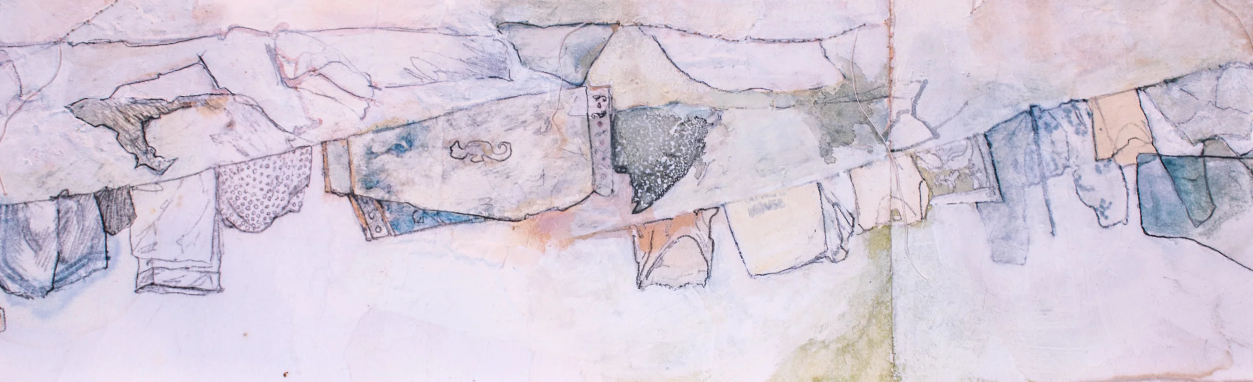Catch Your Breath Graphite, gesso, and acrylic on Hosho paper with polyester thread