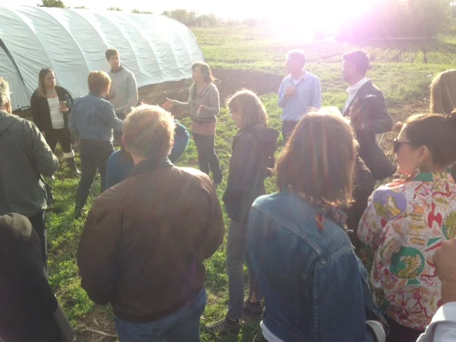 Alison giving a tour before Sauce and Bread's Farm-to-Table dinner held at the farm.