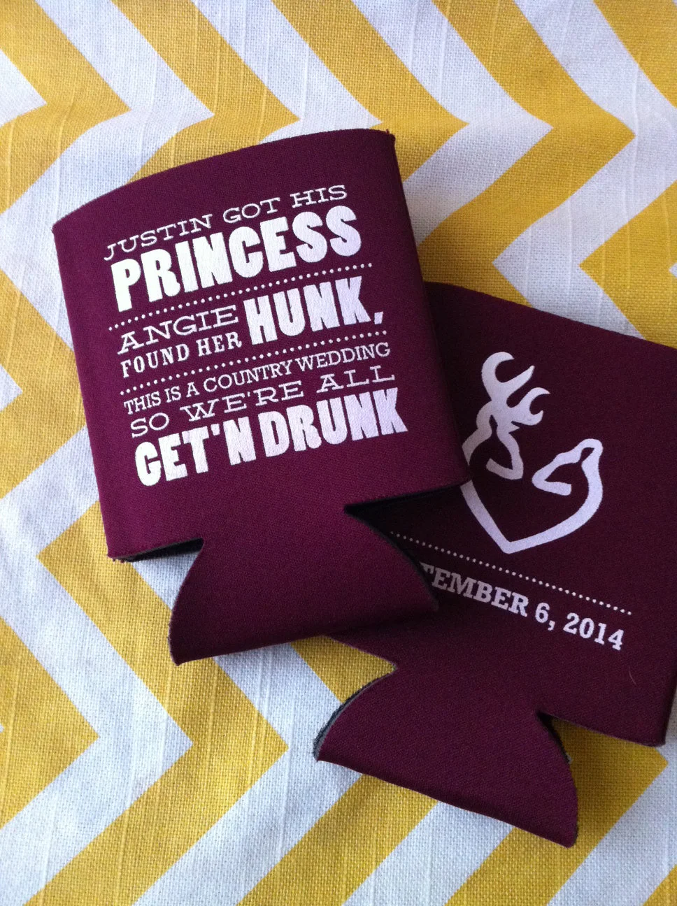 Country Wedding Koozies Cheap Custom Koozies In Bulk Custom Happiness Is Wedding Can Koozie VictoryStore