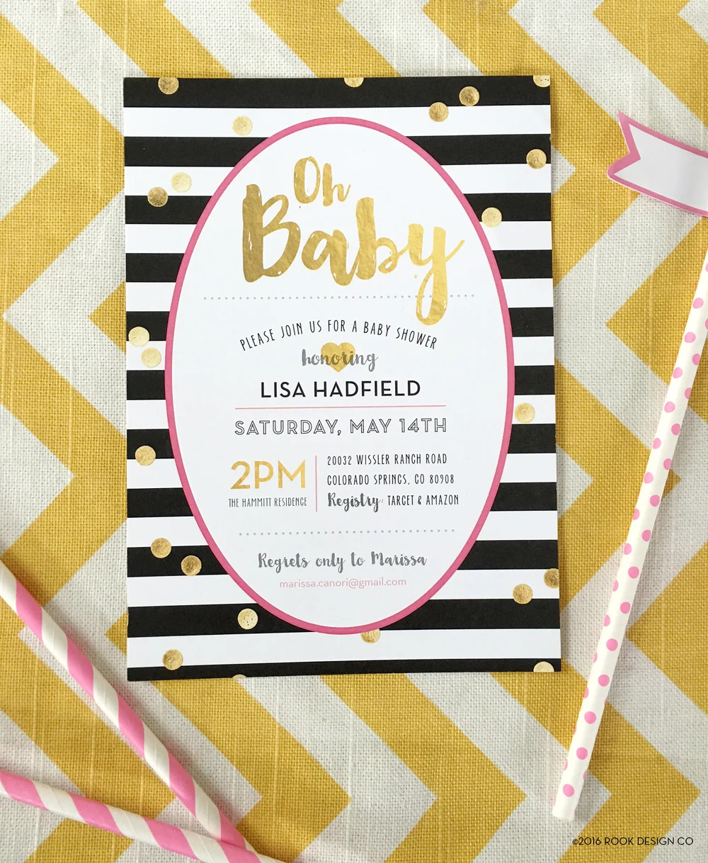 Kate Spade inspired baby shower invites — Rook Design Co.