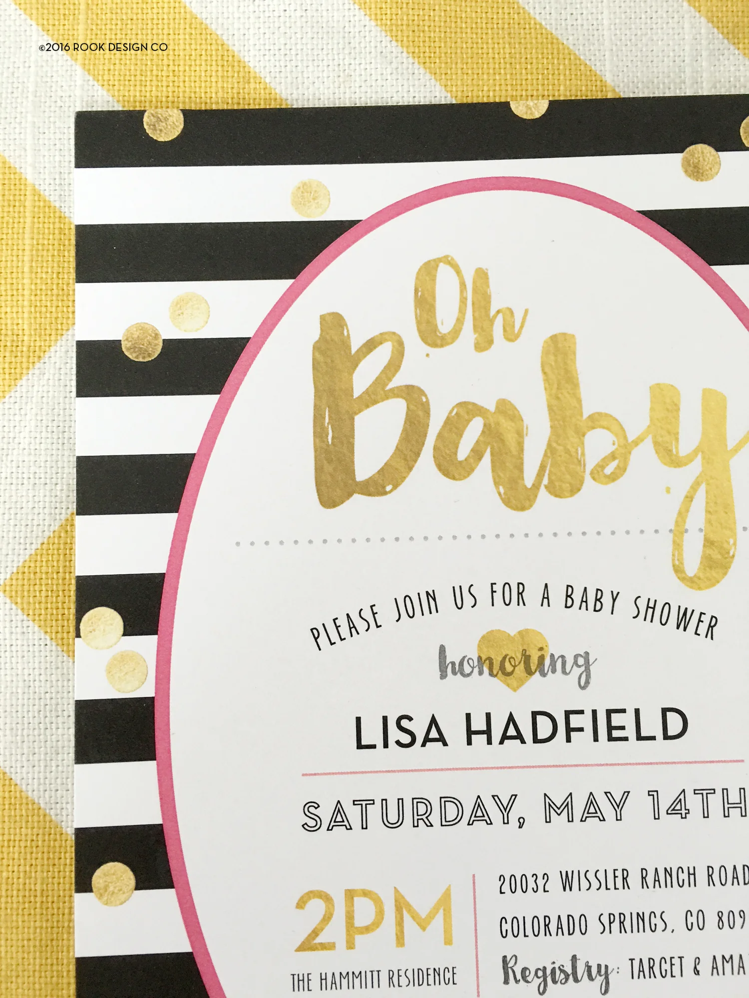 Kate Spade inspired baby shower invites — Rook Design Co.