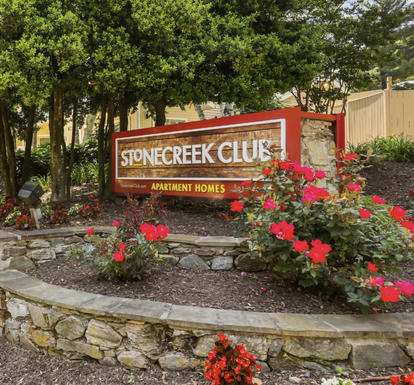 Stonecreek Club Apartment monument sign design by Rook Design Co, Denver Colorado