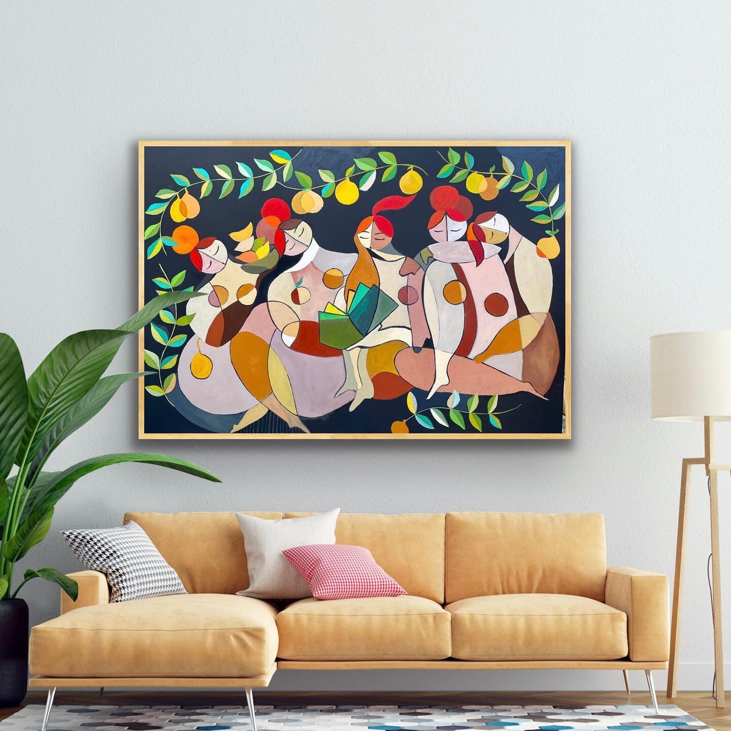 Five women, lives intertwined. 36*48 inches, acrylic on canvas, original artwork. 2022. Gizem Saka, Istanbul.
.
Yasamlari ic ice gecmis bes kadinin hikayesi, bes kiz kardes icin, 2022 yilinin Haziran ayinda Istanbul&rsquo;da boyadigim tablodur. 90x12