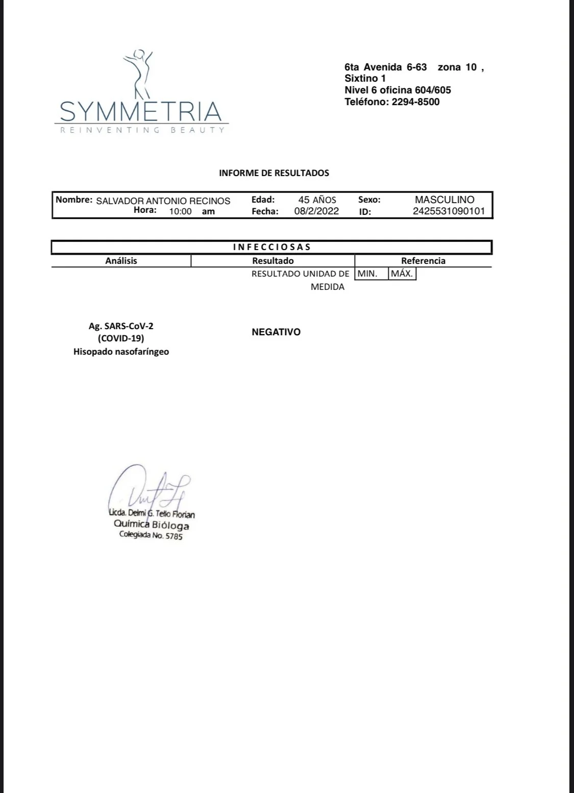 SALVADOR RECINOS COVID FEBRERO 2022