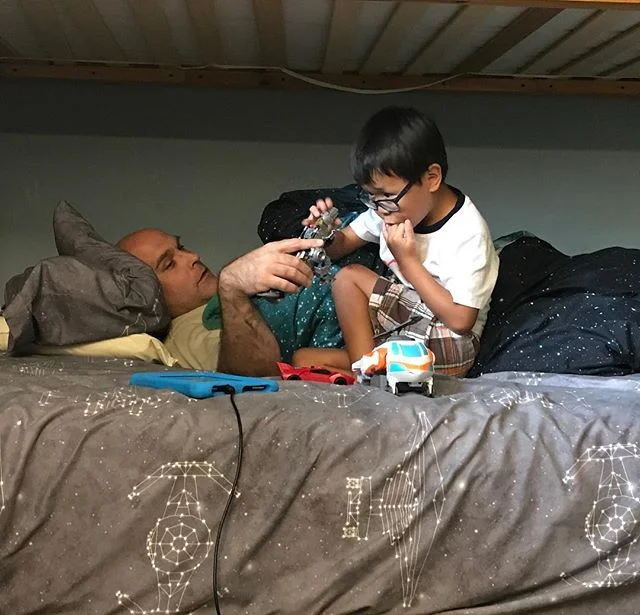 Sometimes when the politics of the day gets to be too much and you need a small pick me up you sneak into your son’s room and watch him play Rescue Bots in bed with his Dad and suddenly the clouds lift.
#itsthelittlethings
#photoaday2018