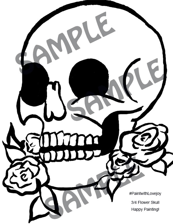 3 4 Flower Skull Traceable Lovejoy