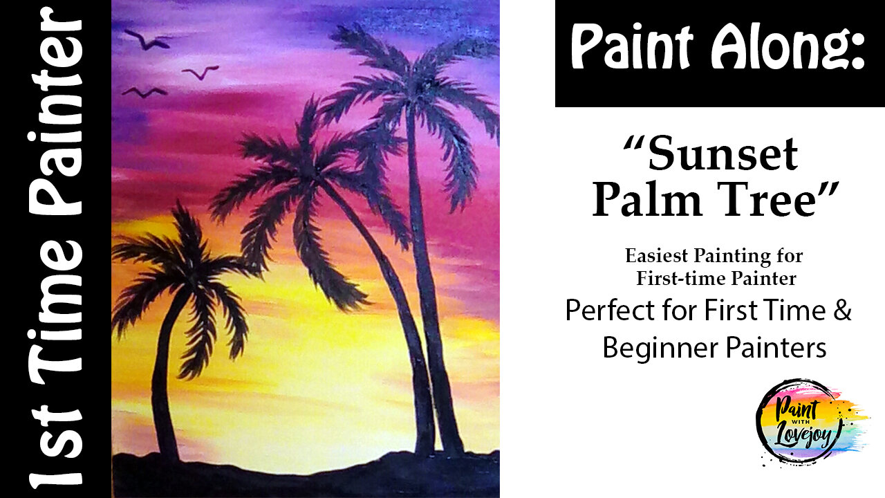 🎨 Easy Sunset Palm Tree Painting Tutorial for First-Time Beginners