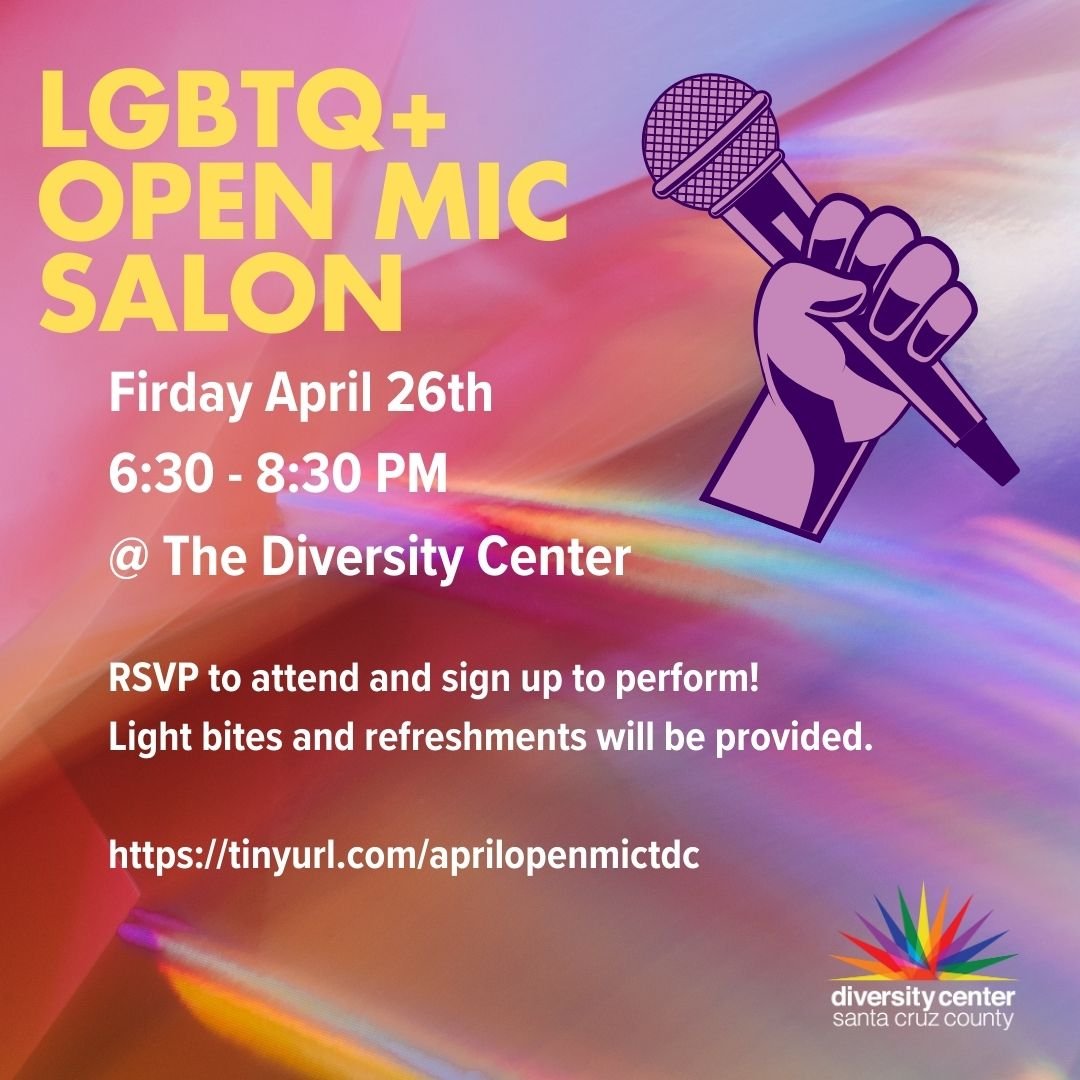 Join us for an LGBTQ+ Open Mic Salon at The Diversity Center.  This LGBTQ+ Open Mic Salon will feature lesbian musicians in honor of Lesbian Awareness week. You can RSVP and also use the same form to sign up to perform at the open mic. LGBTQ+ communi