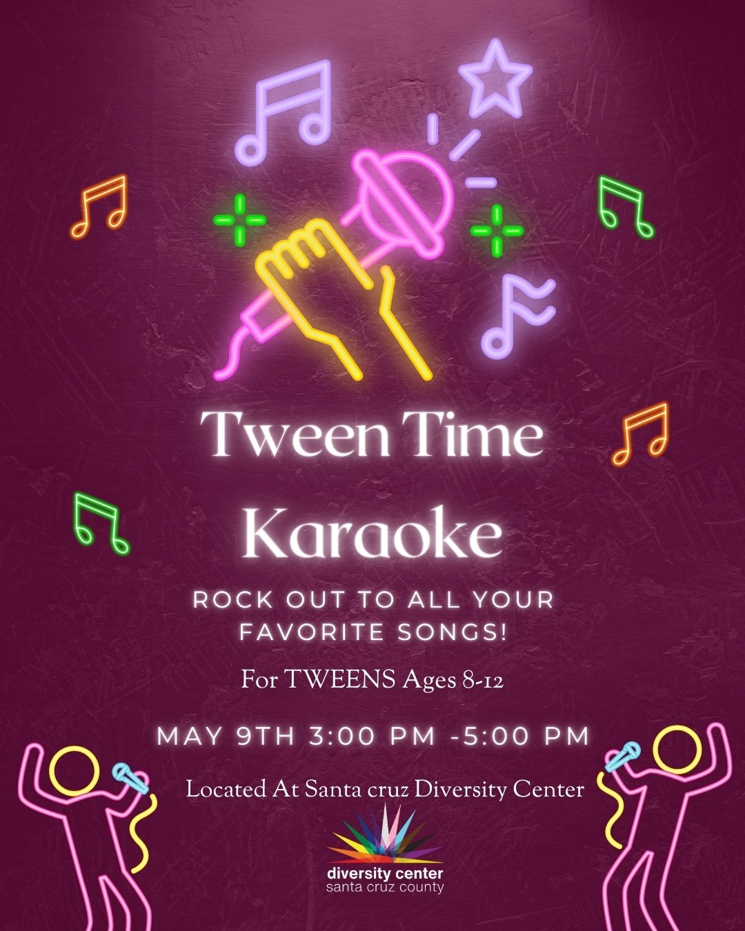 Join us for an electrifying karaoke extravaganza designed specifically for tweens! Get ready to unleash your inner superstar and sing your heart out at this exciting event. Whether you're belting out your favorite tunes solo or harmonizing with frien