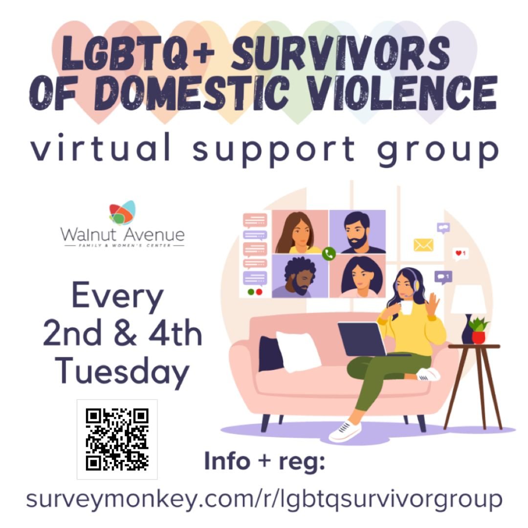 Walnut Avenue is partnering with the Diversity Center of Santa Cruz County to offer a virtual support group to survivors of domestic violence who are LGBTQ+!

For more information about what the group's about (and also to register to get the access l