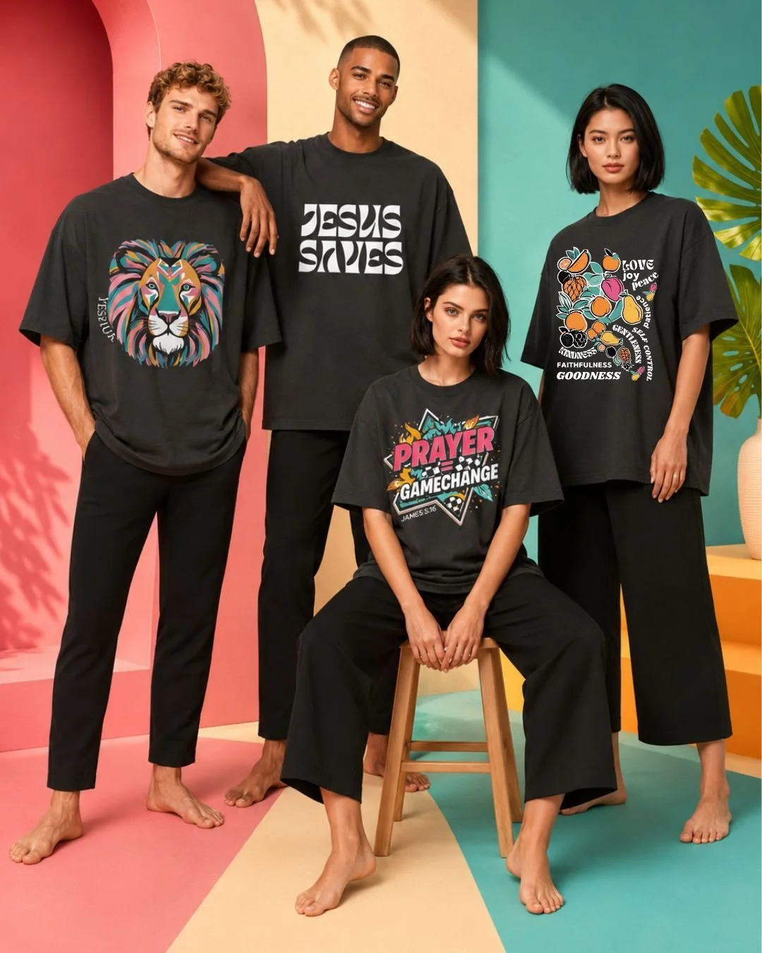 Living in Light Tees. x

Yeshua Lion
Jesus Saved
Fruits 
Prayer = Gamechange

To browse click on link in post or head to www.livinginlight.co.uk/shop.

#livinginlightuk #stylewithlivinginlightuk
#FaithFashion #KingdomStyle #WearYourFaith