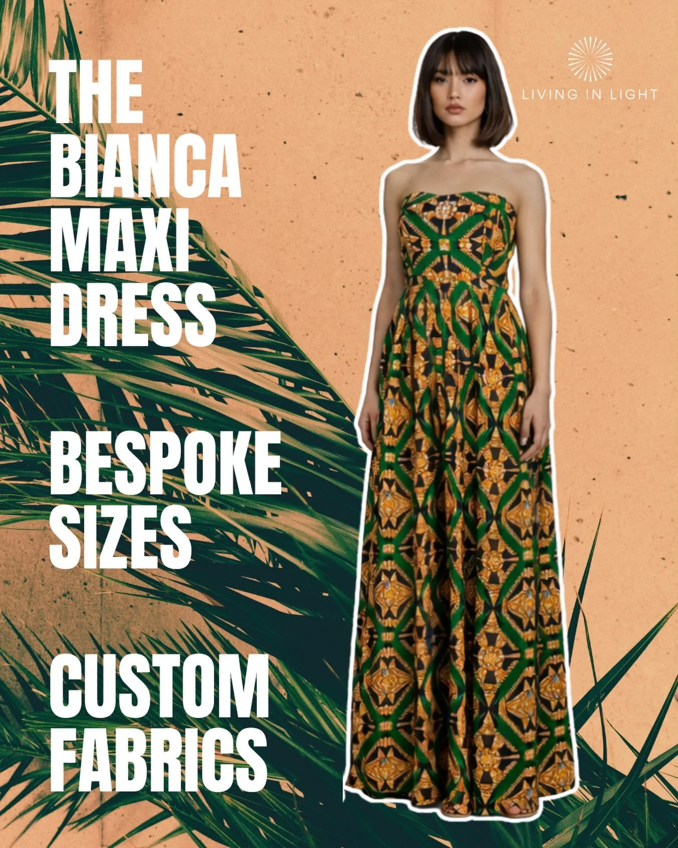 Our signature Bianca Maxi Dress.🧡

Customised fabrics.
Bespoke Sizes.
Handmade, with you in mind. 

https://www.livinginlight.co.uk/shop?category=Bespoke