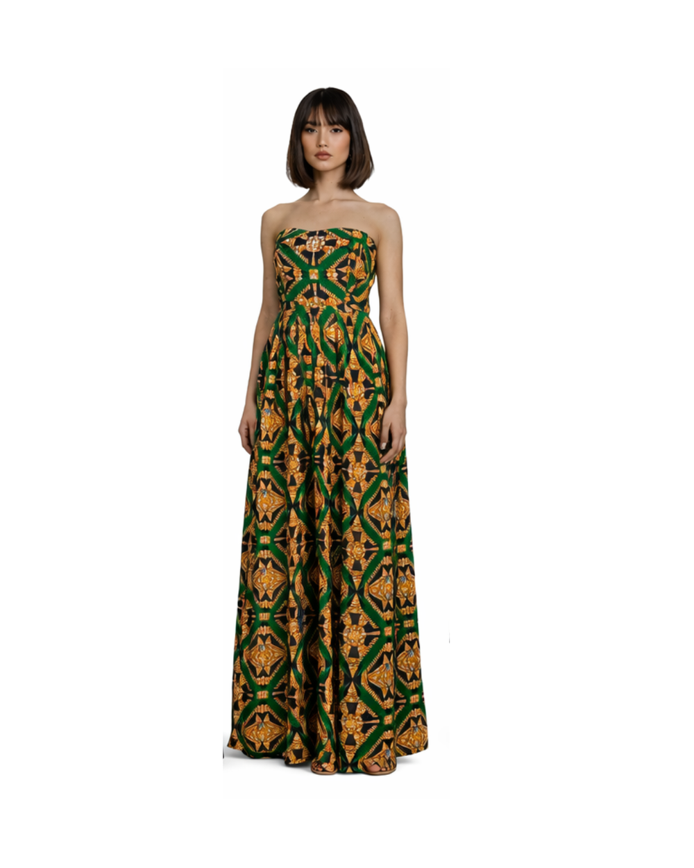 light green and black dress The Monaco Eyelet Midi Dress