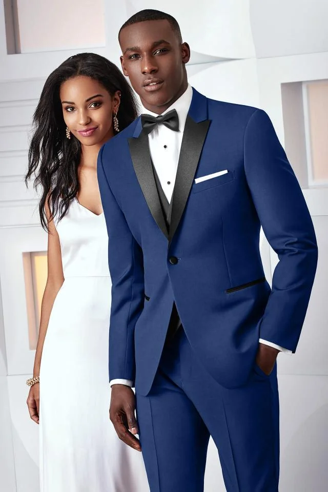 Royal Blue Slim Fit Tribeca Tuxedo with Black Bowtie By Ike Behar