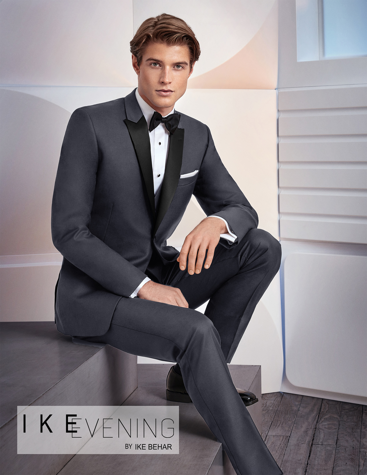 Rent-Xavier-Charcoal Grey-Tuxedo-Slim Fit-Ike Behar-Black Lapel