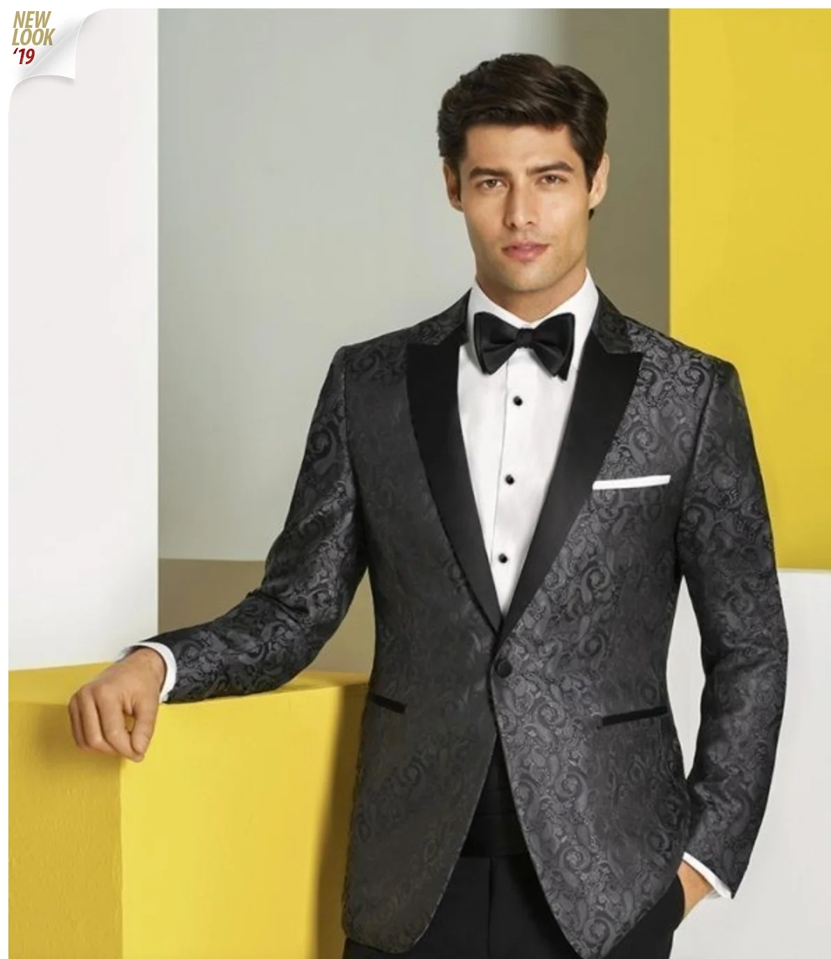 Charcoal Grey Paisley tuxedo rental